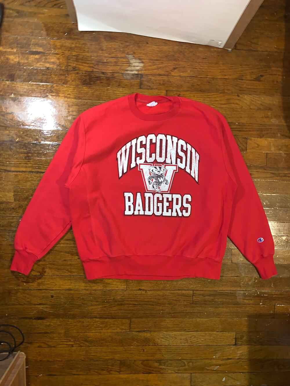 Champion Reverse Weave Wisconsin Badgers Sweatshirt Mens XL Red Bucky NCAA